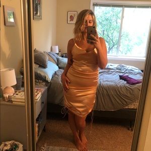 Silky Peach Cowl Neck Dress